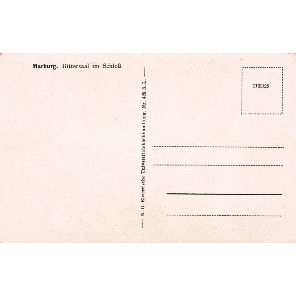 Vintage Marburg Rittersaal im Schloß Germany Black and White Postcard - Picture 2 of 2
